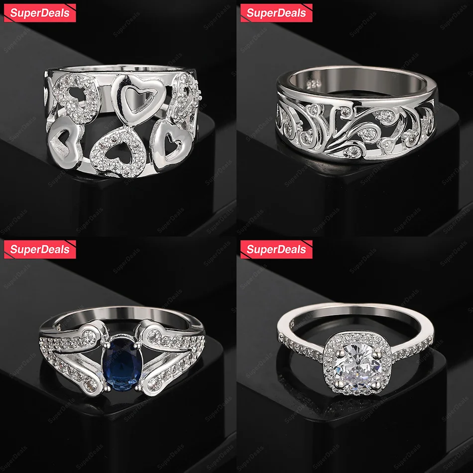 SuperDeals 925 Sterling Silver Inlaid Zircon Heart Flower Pattern Round Ring Women Luxury Jewelry Birthday Party Wedding Gift
SuperDeals 925 Sterling Silver Inlaid Zircon Heart Flower Pattern Round Ring Women Luxury Jewelry Birthday Party Wedding Gift