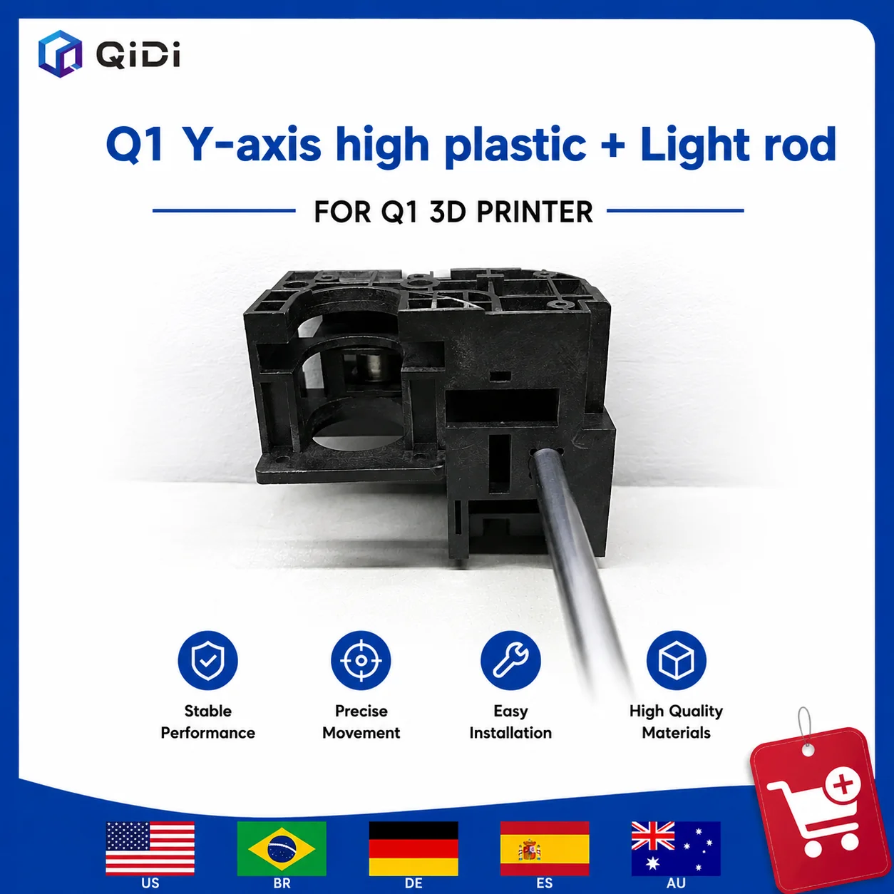 QIDI Q1 Y-Axis High Plastic Parts + Light rod Replacement Kit for Q1 3D Printer
QIDI Q1 Y-Axis High Plastic Parts + Light rod Replacement Kit for Q1 3D Printer