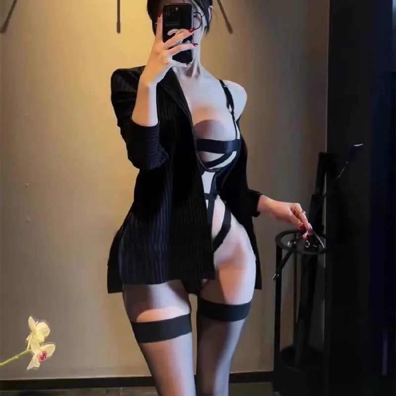 Office Lady Cosplay Bondage Lingerie Secretary Hollow Shirt Striped Desire Hot Girl Revealing Costumes Erotic Underwear New
Office Lady Cosplay Bondage Lingerie Secretary Hollow Shirt Striped Desire Hot Girl Revealing Costumes Erotic Underwear New