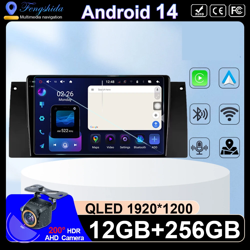 For BMW 5 E39 1995 - 2003 E53 X5 M5 Car Stereo Radio Multimedia Player GPS Navigation Head Unit Carplay DVD Auto 2din Android14
For BMW 5 E39 1995 - 2003 E53 X5 M5 Car Stereo Radio Multimedia Player GPS Navigation Head Unit Carplay DVD Auto 2din Android14