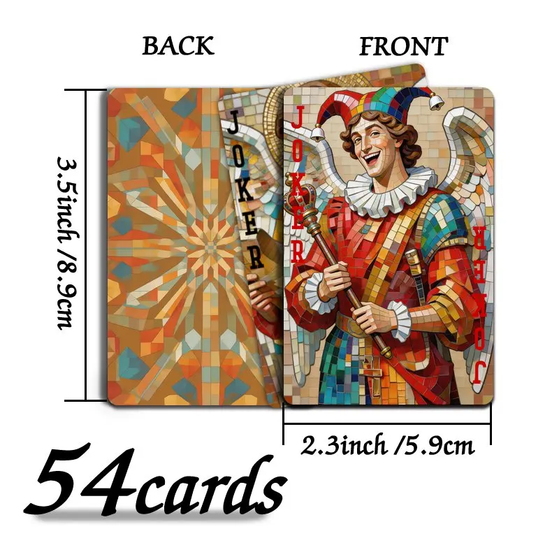 Adult-Exclusive 54-Piece Poker Deck, Unique Mosaic Angel Art Design Playing Cards, Ideal for Family Game Nights and Party Games
Adult-Exclusive 54-Piece Poker Deck, Unique Mosaic Angel Art Design Playing Cards, Ideal for Family Game Nights and Party Games