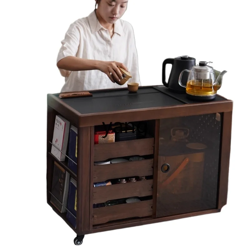 LTT mobile tea cart black walnut retro sofa side cabinet Chinese trolley
LTT mobile tea cart black walnut retro sofa side cabinet Chinese trolley