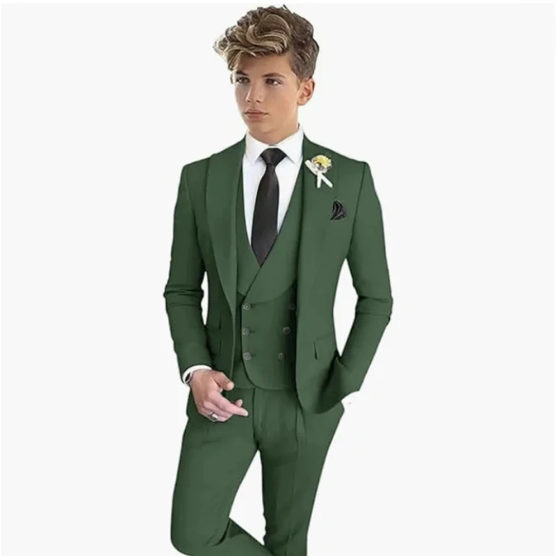 Dark Green Boy Suit Set Wedding Party Formal Kids Slim Fit Blazer with Vest Pants 3 Pcs Child Banquet High Quality Outfits
Dark Green Boy Suit Set Wedding Party Formal Kids Slim Fit Blazer with Vest Pants 3 Pcs Child Banquet High Quality Outfits