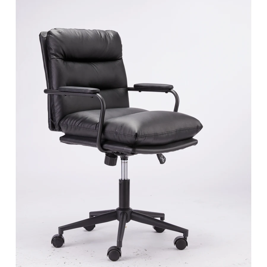 Black Leather Office Chair Mid Back Leather Desk Chair Modern Excutive Office Chair with Arms and Wheels for Home Office
Black Leather Office Chair Mid Back Leather Desk Chair Modern Excutive Office Chair with Arms and Wheels for Home Office