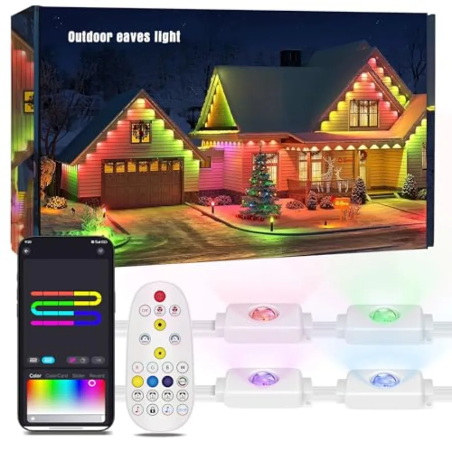 50FT Permanent Outdoor Lights with 30 Smart RGB LED Eave Lights APP/Remote Control IP67 Waterproof for House Roof Eave Garden O
50FT Permanent Outdoor Lights with 30 Smart RGB LED Eave Lights APP/Remote Control IP67 Waterproof for House Roof Eave Garden O