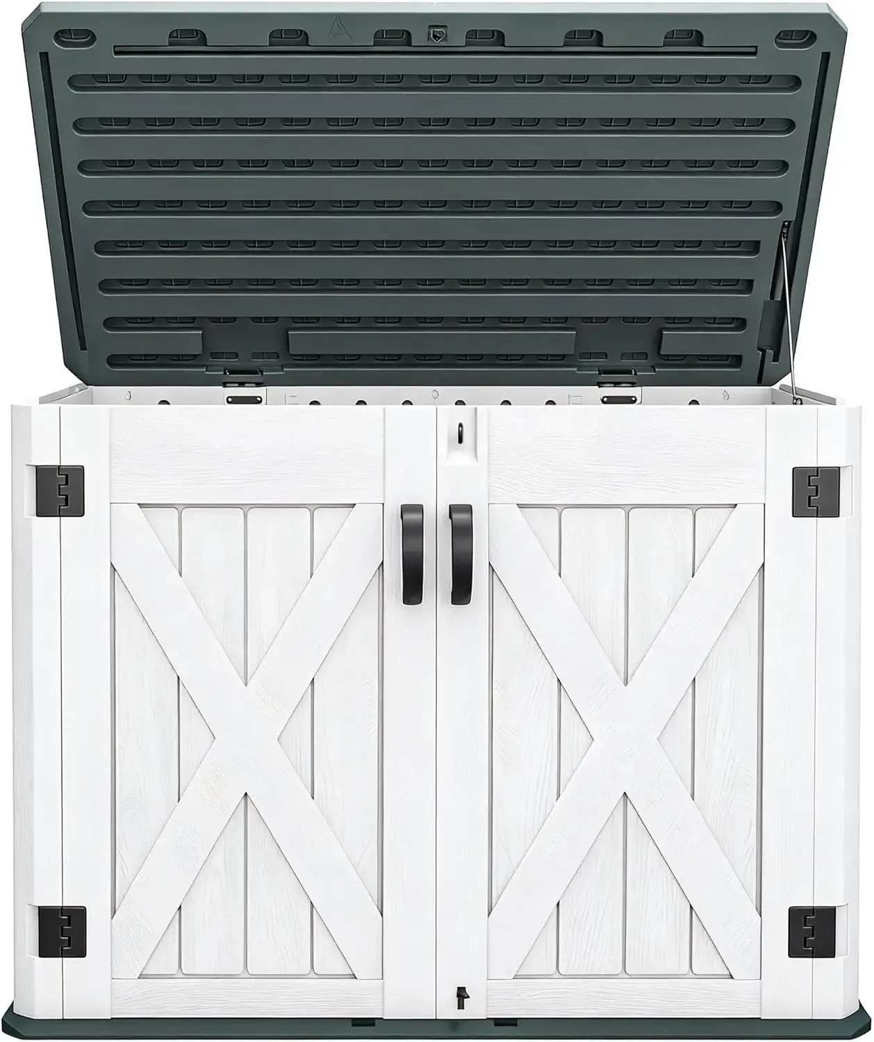 Horizontal Weatherproof Resin Shed Outdoor Storage Light Gray 35 Cu Ft Capacity Lockable Door Bike Garden Tools Trash Cans
Horizontal Weatherproof Resin Shed Outdoor Storage Light Gray 35 Cu Ft Capacity Lockable Door Bike Garden Tools Trash Cans