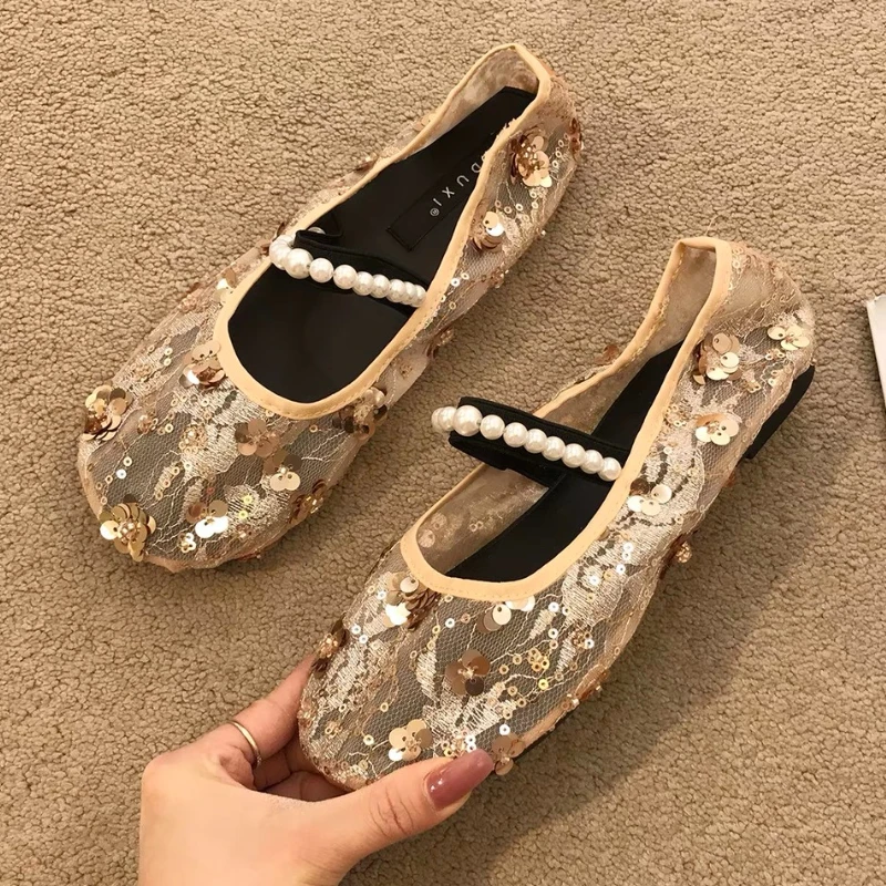 Sequin Fashion Ballet Flats Shoes Women String Bead Breathable Mesh Soft Sole Design Dress Shoes Round Toe Mary Jane Shoes Women
Sequin Fashion Ballet Flats Shoes Women String Bead Breathable Mesh Soft Sole Design Dress Shoes Round Toe Mary Jane Shoes Women