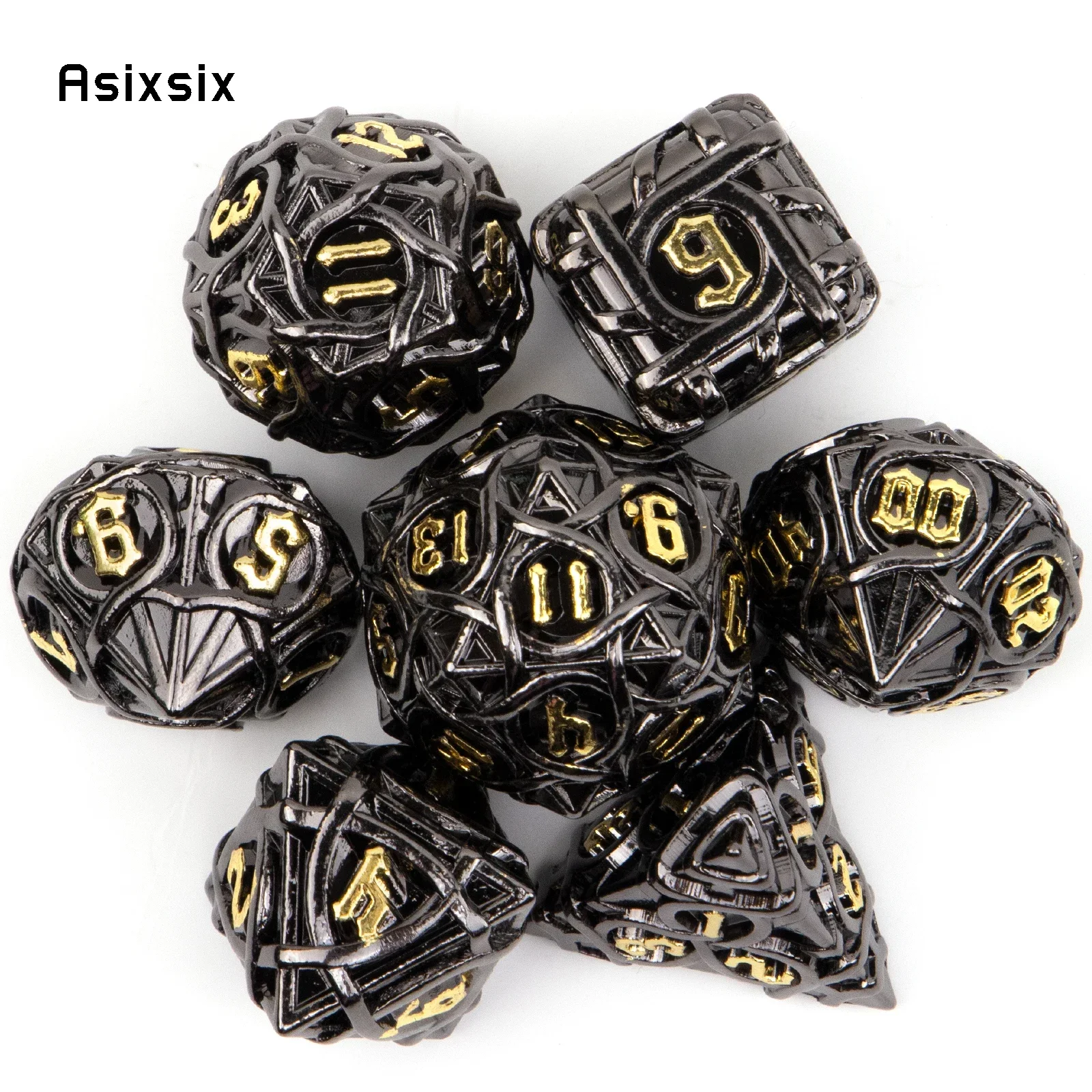 7 Pcs Black Yellow Stripe Metal Dice Solid Metal Polyhedral Dice Set Suitable For Role-Playing RPG Gift Card Game
7 Pcs Black Yellow Stripe Metal Dice Solid Metal Polyhedral Dice Set Suitable For Role-Playing RPG Gift Card Game