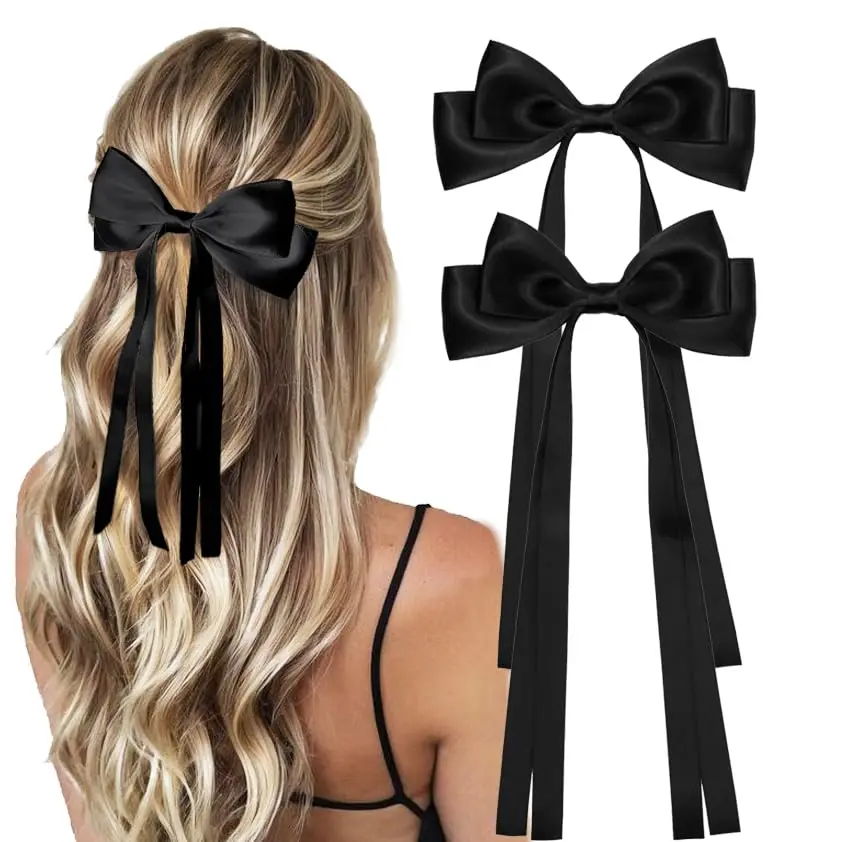 Large Double Bow Ribbon Hair Clips for Women and Girls, 2 Pcs Black Pack, Coquette Barette Accessories
Large Double Bow Ribbon Hair Clips for Women and Girls, 2 Pcs Black Pack, Coquette Barette Accessories
