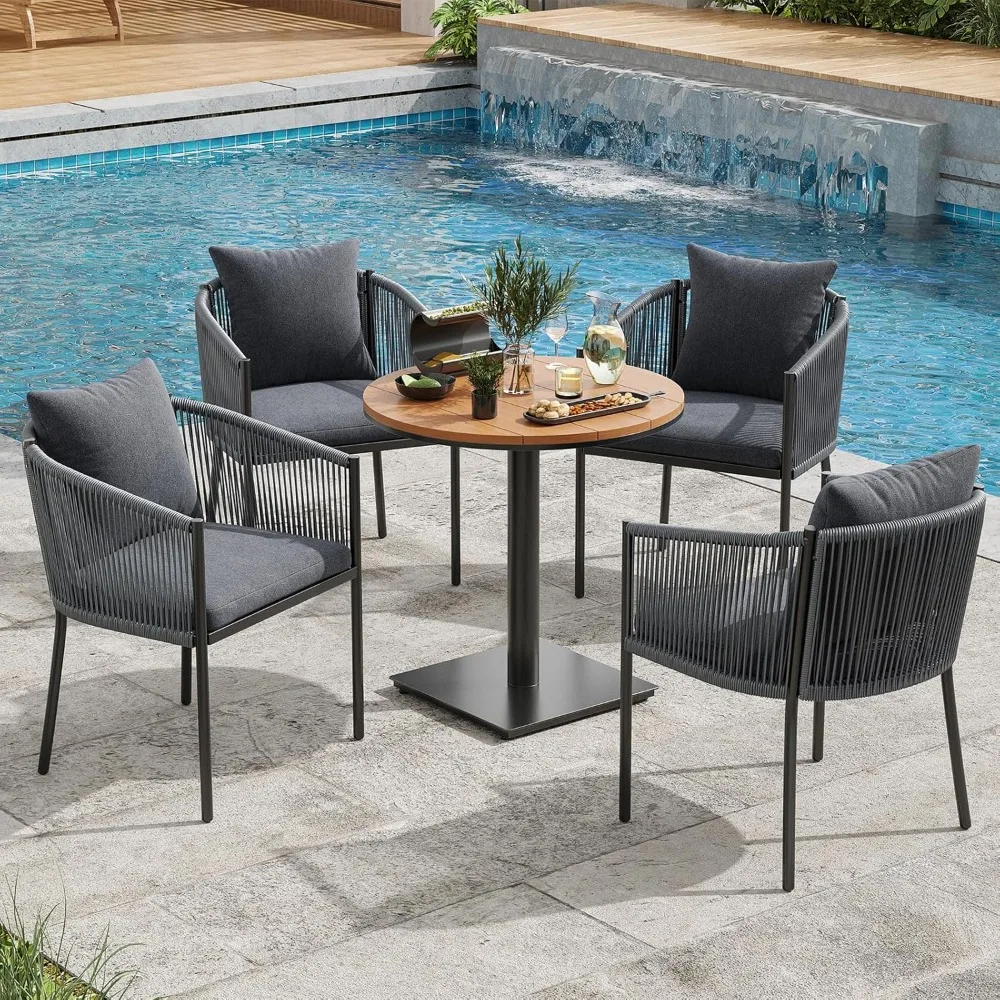 5 Pieces Outdoor Dining Set for 4, Patio Table and Chairs Set 4 X Rattan Wicker Patio Chair with Cushions and 1 X Outdoor Table
5 Pieces Outdoor Dining Set for 4, Patio Table and Chairs Set 4 X Rattan Wicker Patio Chair with Cushions and 1 X Outdoor Table