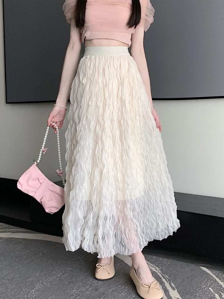 French Design Skirts High Waist Solid Color Pleated Gauze Patchwork Summer Skirt All Match Casual Loose Elegant Women Clothing
French Design Skirts High Waist Solid Color Pleated Gauze Patchwork Summer Skirt All Match Casual Loose Elegant Women Clothing