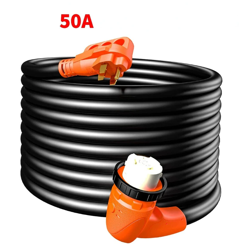 50 AMP RV Extension Cord 25/30/50 FT NEMA 14-50P 90° Twist Locking Cable with Handle Copper Wire Camper Electrical Supply Cords
50 AMP RV Extension Cord 25/30/50 FT NEMA 14-50P 90° Twist Locking Cable with Handle Copper Wire Camper Electrical Supply Cords