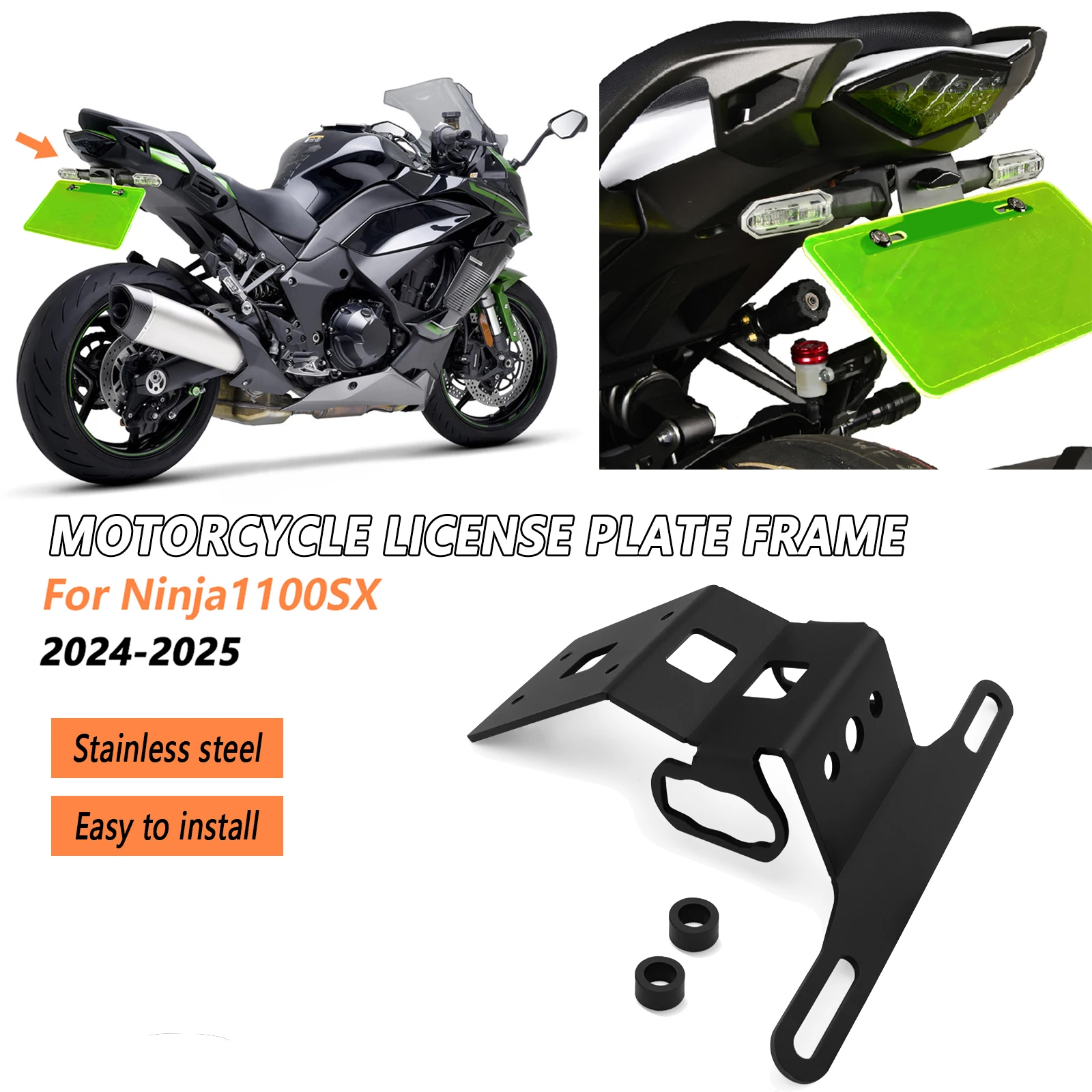 Для мотоцикла задний короткий хвост аккуратный держатель номерного знака кронштейн задней бабки Ninja 1100SX 2024 Ninja1100SX 2025 
Для мотоцикла задний короткий хвост аккуратный держатель номерного знака кронштейн задней бабки Ninja 1100SX 2024 Ninja1100SX 2025