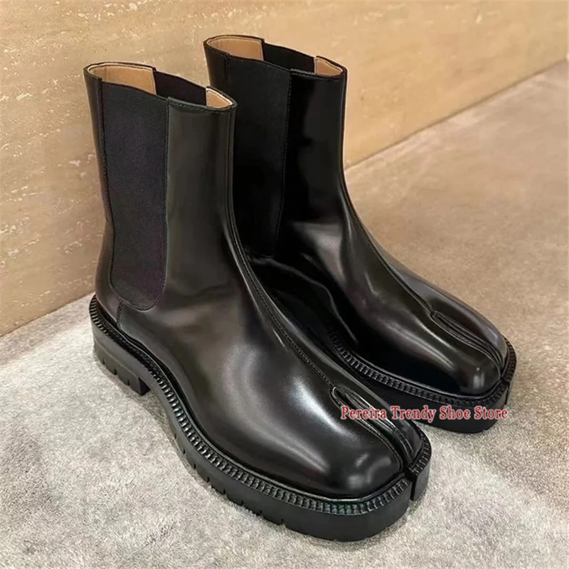 Split Toe Thick Soled Short Boots Men Women British Style Black Leather Slip-On Motorcycle Boots Autumn Winter Platform Shoes
Split Toe Thick Soled Short Boots Men Women British Style Black Leather Slip-On Motorcycle Boots Autumn Winter Platform Shoes