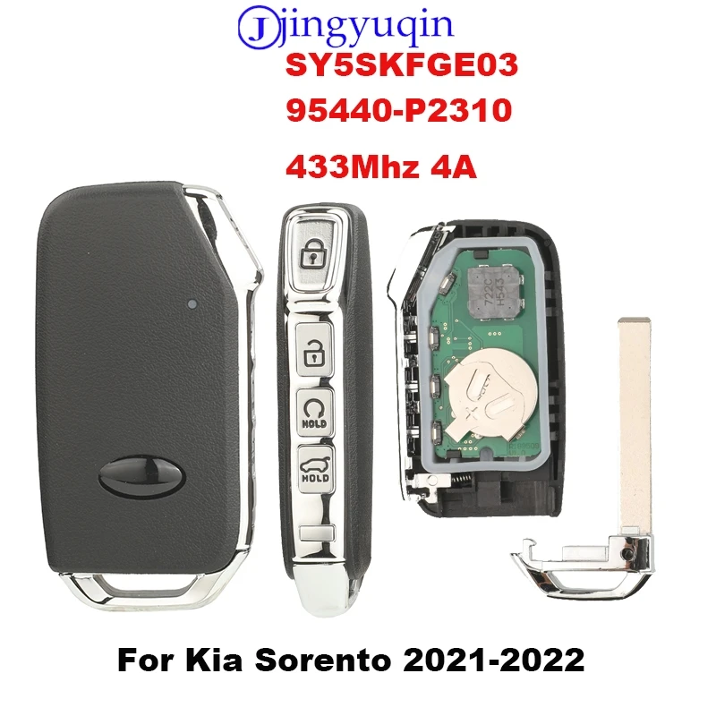Jingyuqin дистанционный смарт-ключ от автомобиля для Kia Sorento 2021-2022 SY5SKFGE03 95440-P2310 433 МГц 4A чип с заменой лезвия
Jingyuqin дистанционный смарт-ключ от автомобиля для Kia Sorento 2021-2022 SY5SKFGE03 95440-P2310 433 МГц 4A чип с заменой лезвия