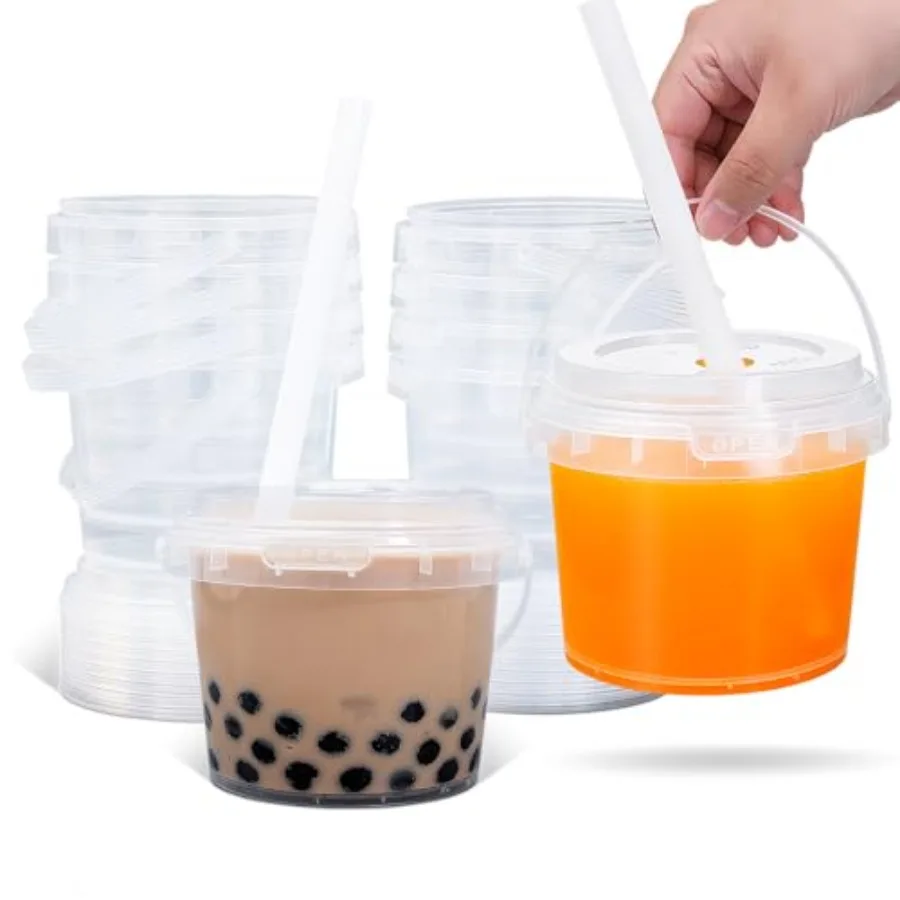 Clear Plastic Cups with Lid and Straw, Reusable Drink Bucket with Handle for Iced Coffee, Smoothie, Ice Cream - Sturdy Food Saf
Clear Plastic Cups with Lid and Straw, Reusable Drink Bucket with Handle for Iced Coffee, Smoothie, Ice Cream - Sturdy Food Saf