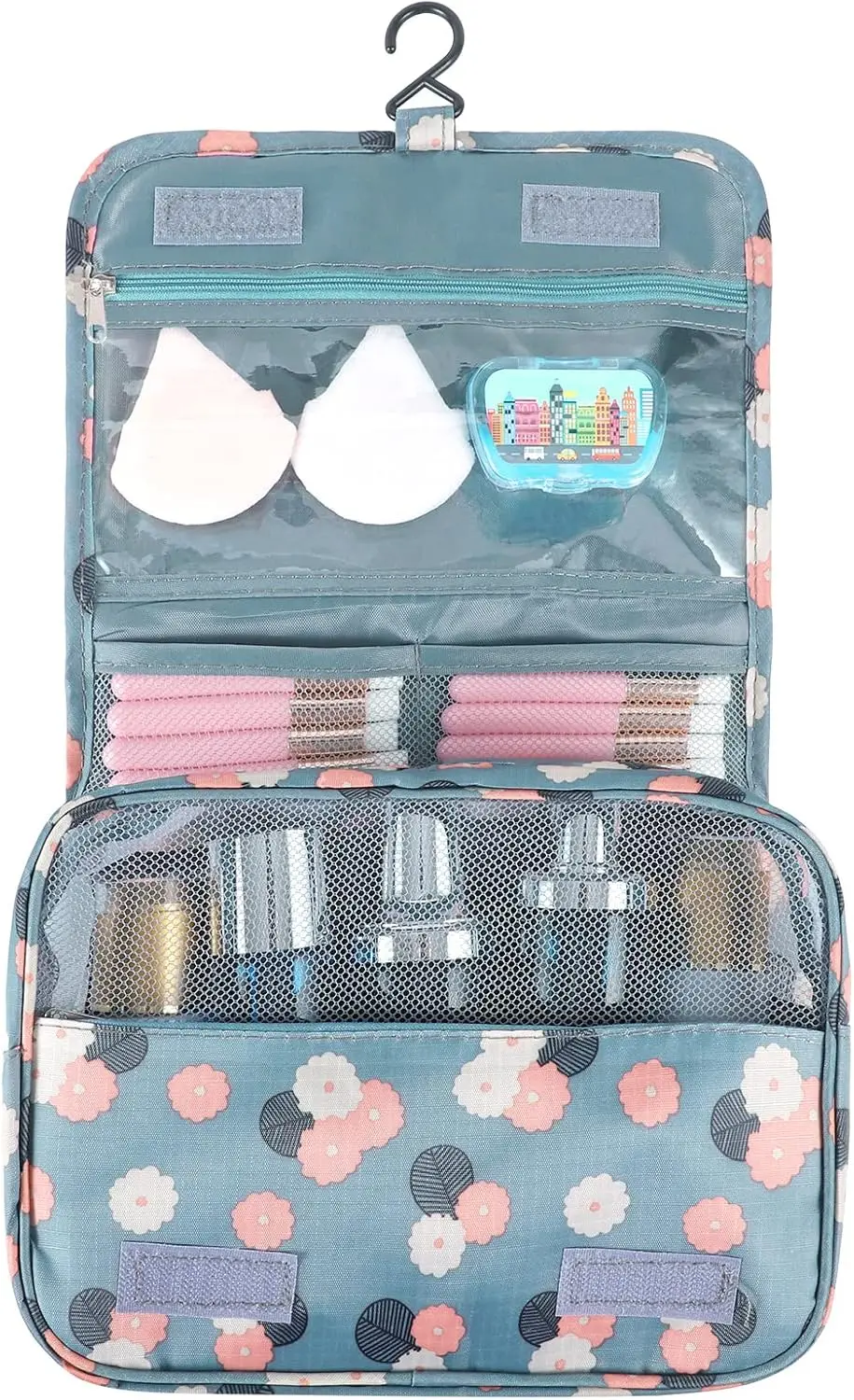 Waterproof Hanging Toiletry Bag with Handle, Pink Floral Travel Makeup Pouch for Girls
Waterproof Hanging Toiletry Bag with Handle, Pink Floral Travel Makeup Pouch for Girls