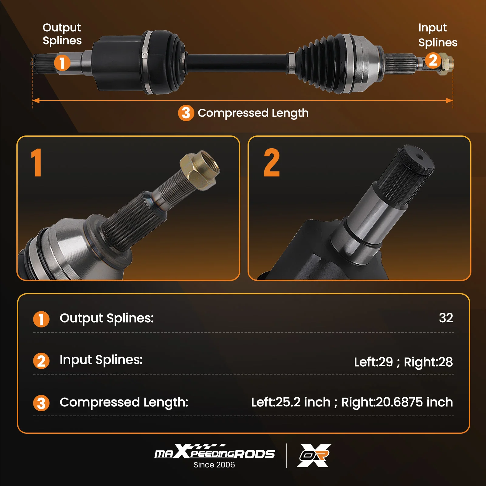 Front Left & Right CV Axles For Chrysler 200 Sebring Dodge Avenger Journey 3.6L
Front Left & Right CV Axles For Chrysler 200 Sebring Dodge Avenger Journey 3.6L