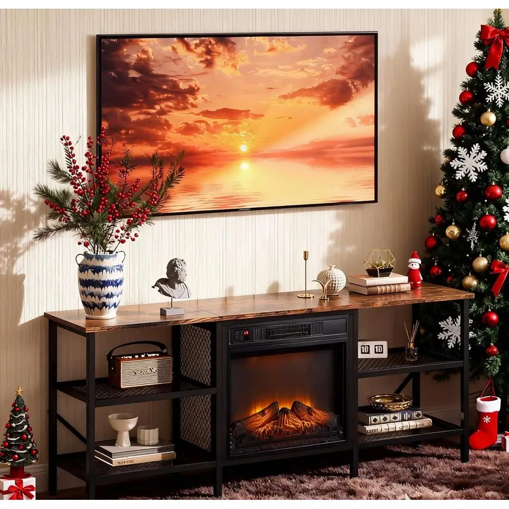 58 Entertainment Center with Electric Fireplace, TV Stand for up to 70 TVs, Rustic Brown
58 Entertainment Center with Electric Fireplace, TV Stand for up to 70 TVs, Rustic Brown