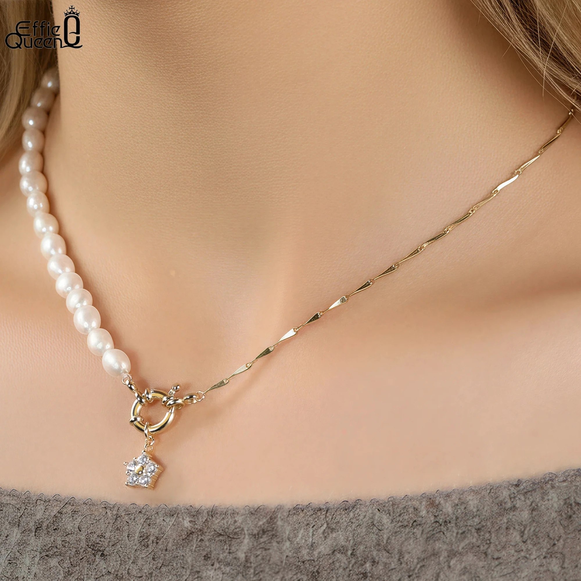 EFFIE QUEEN, однотонное колье из стерлингового серебра 925 пробы, золото 14 карат, жемчужное колье, ожерелье с цирконием в виде звезды, модные украшения для женщин, банкет GPN92
EFFIE QUEEN, однотонное колье из стерлингового серебра 925 пробы, золото 14 карат, жемчужное колье, ожерелье с цирконием в виде звезды, модные украшения для женщин, банкет GPN92