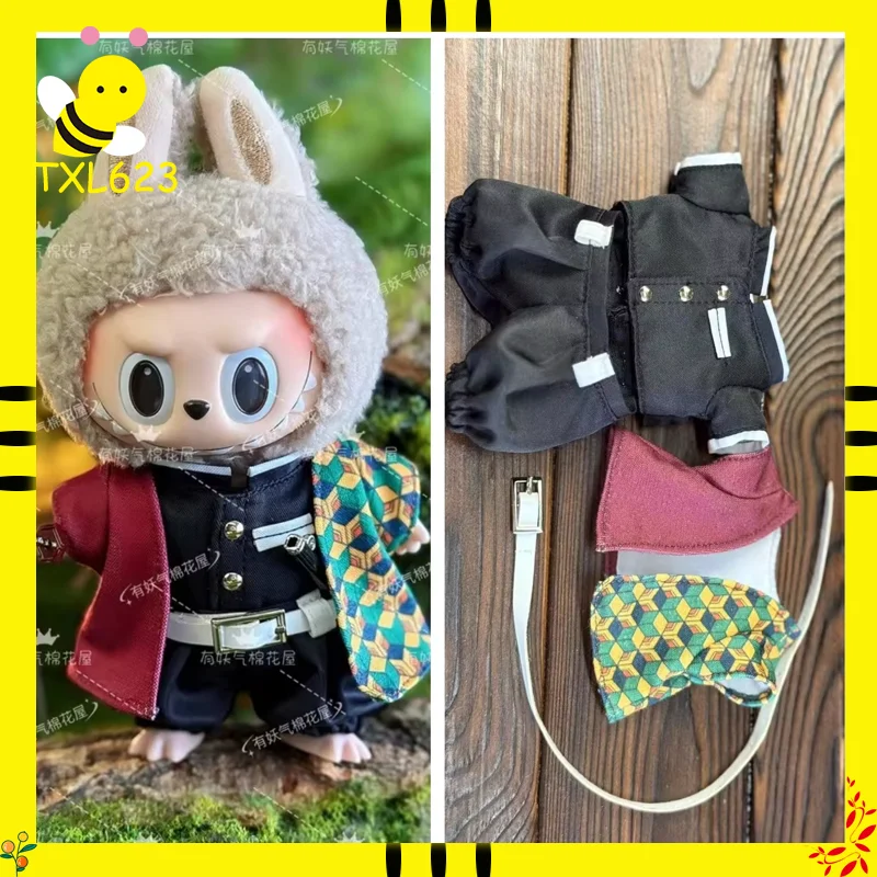 Labubu 17 см сидящая кукла-талисман, одежда Ghost Team Rabbit Tanjiro, аниме Figuarine, ансамбль с мечами, кукольное платье, наряд 
Labubu 17 см сидящая кукла-талисман, одежда Ghost Team Rabbit Tanjiro, аниме Figuarine, ансамбль с мечами, кукольное платье, наряд