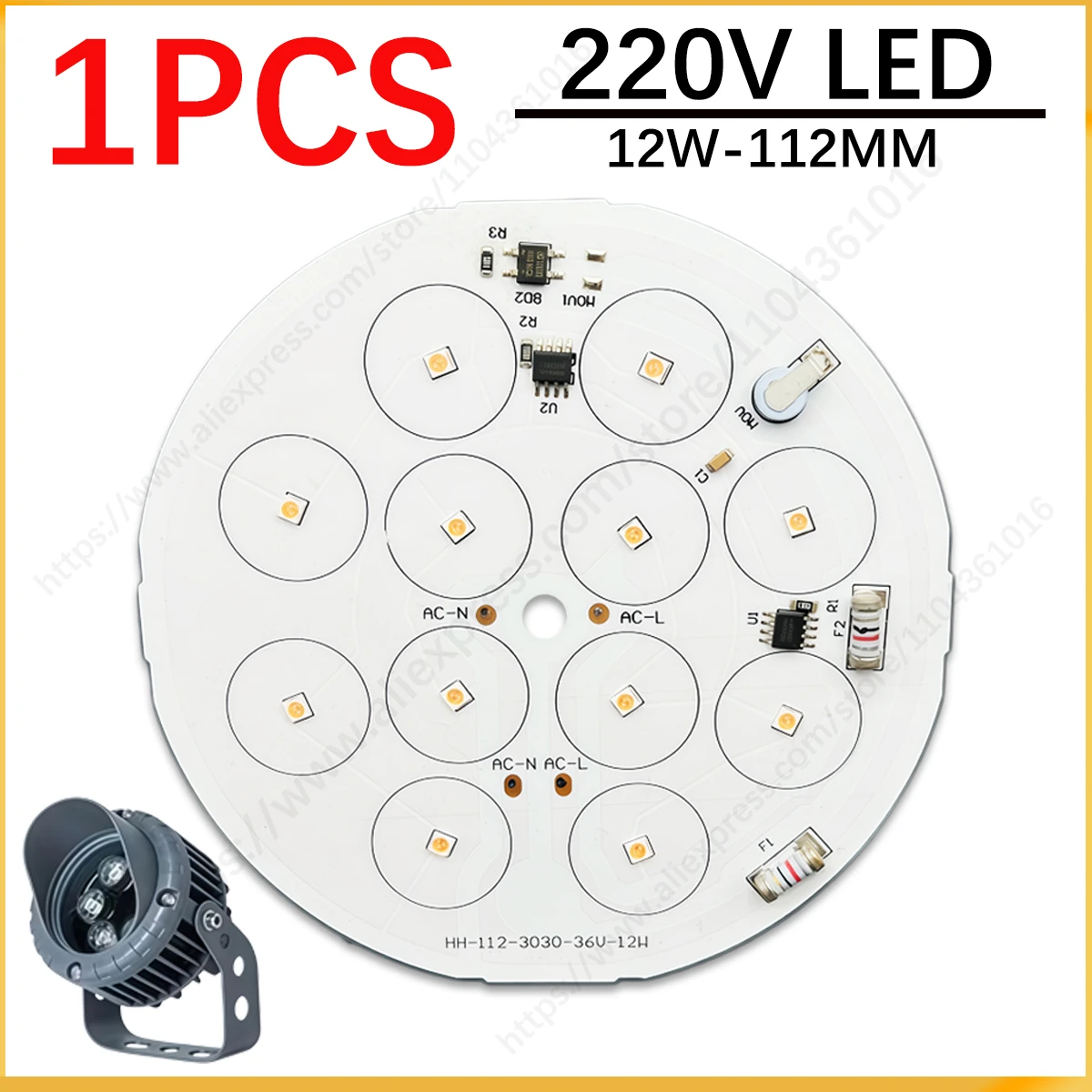 1pcs 112mm 220V Led bulb lawn light source, 12W Warm white/ white driverless aluminum plate diy for wall outdoor water lamp
1pcs 112mm 220V Led bulb lawn light source, 12W Warm white/ white driverless aluminum plate diy for wall outdoor water lamp