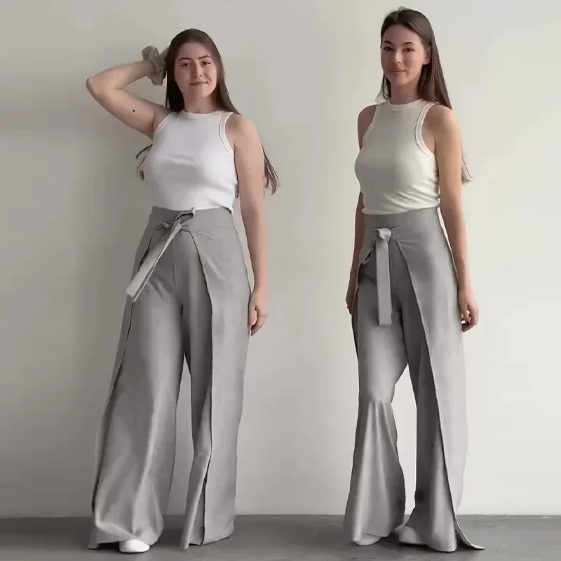 Women Mid Waist Wide Leg Pants Skirt Female Elegant Floor Length Trousers Tight Waist Lace Up Solid Colour Loose 2024 Casual
Women Mid Waist Wide Leg Pants Skirt Female Elegant Floor Length Trousers Tight Waist Lace Up Solid Colour Loose 2024 Casual
