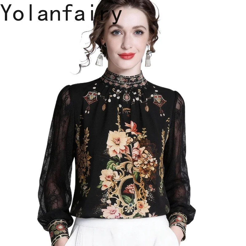 YOLANFAIRY 100% натуральные шелковые блузки из тутового шелка для женщин, легкие роскошные винтажные рубашки, женские элегантные рубашки с принтом и длинными кружевными рукавами
YOLANFAIRY 100% натуральные шелковые блузки из тутового шелка для женщин, легкие роскошные винтажные рубашки, женские элегантные рубашки с принтом и длинными кружевными рукавами