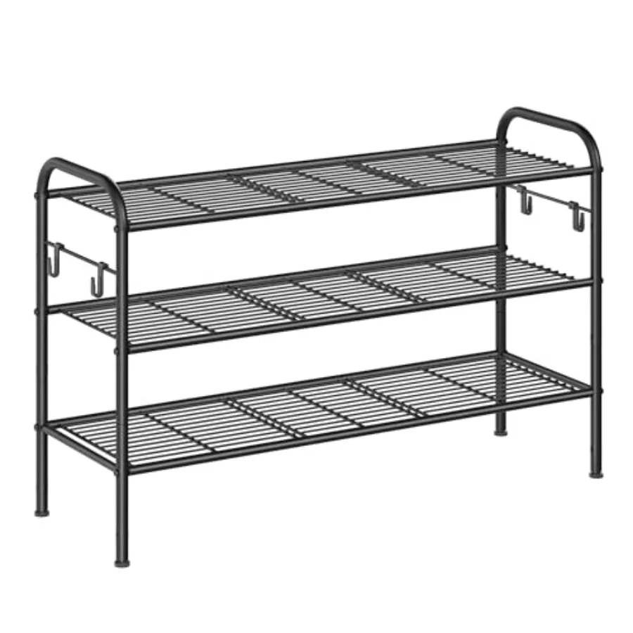 Shoe Rack 3-Tier Shoe Organizer Metal Shoe Shelf Storage with 4 Side Hooks Holds 16 Pairs of Shoes Height-Adjustable Shoe Rack
Shoe Rack 3-Tier Shoe Organizer Metal Shoe Shelf Storage with 4 Side Hooks Holds 16 Pairs of Shoes Height-Adjustable Shoe Rack