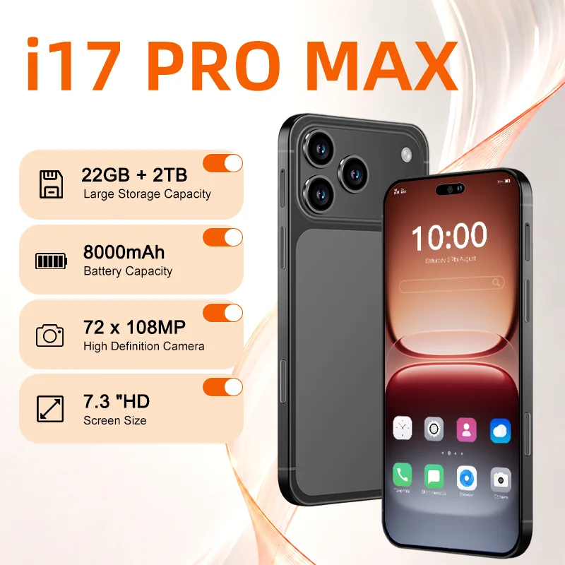 New High Quality i17 Pro Max Original Intelligent 5G Dual Card 7.3" Standby System Global Version 8000mAh Battery
New High Quality i17 Pro Max Original Intelligent 5G Dual Card 7.3" Standby System Global Version 8000mAh Battery
