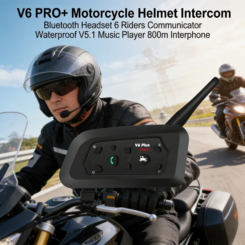 V6 PRO+ Wireless Motorcycle Intercom BT5.1 6 Riders Helmet Headset Waterproof 800m Music Player Communication Interphone
V6 PRO+ Wireless Motorcycle Intercom BT5.1 6 Riders Helmet Headset Waterproof 800m Music Player Communication Interphone
