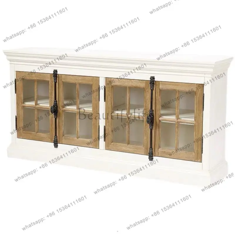 zj American retro solid wood dining side cabinet/modern simple white decoration integrated TV display cabinet against the wall
zj American retro solid wood dining side cabinet/modern simple white decoration integrated TV display cabinet against the wall