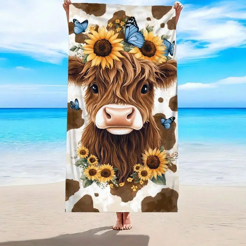 Extra Large Beach Towel Featuring A Highland Cow And Sunflower Design, Made From 250GSM Microfiber Material. It'S Incredibly Soft, Quick To Dry, Durable, And Easy To Carry, Making It Perfect For Summer Beach Trips, Swimming Pools, Outdoor Camping
Extra Large Beach Towel Featuring A Highland Cow And Sunflower Design, Made From 250GSM Microfiber Material. It'S Incredibly Soft, Quick To Dry, Durable, And Easy To Carry, Making It Perfect For Summer Beach Trips, Swimming Pools, Outdoor Camping