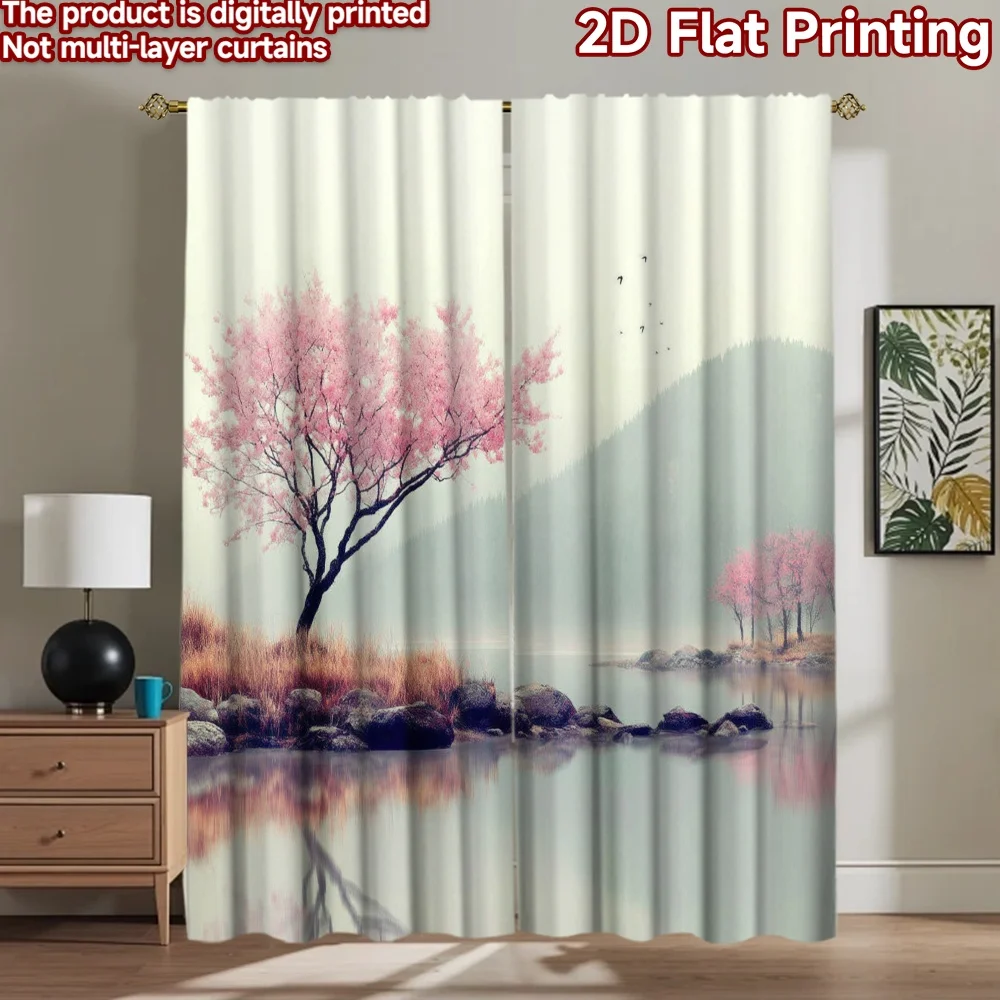 2D flat printing 2pcs Drapes Cherry Blossom Lake Mountain Birds Digital Printed Polyester Drapes Festive Curtains for Indoor
2D flat printing 2pcs Drapes Cherry Blossom Lake Mountain Birds Digital Printed Polyester Drapes Festive Curtains for Indoor