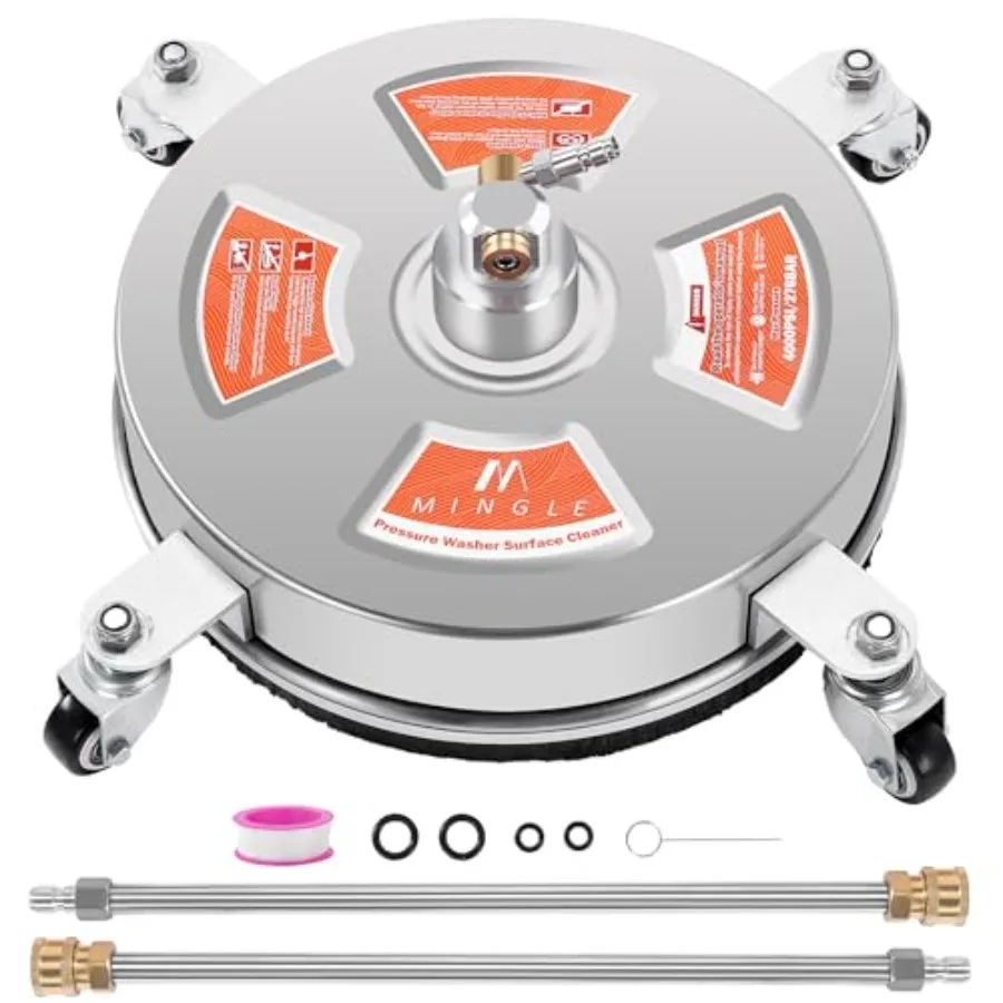 14'' Pressure Washer Surface Cleaner Attachment Driveway Power Washer Accessory with 2 Extension Wand 1/4" Quick Connect 4000 P
14'' Pressure Washer Surface Cleaner Attachment Driveway Power Washer Accessory with 2 Extension Wand 1/4" Quick Connect 4000 P