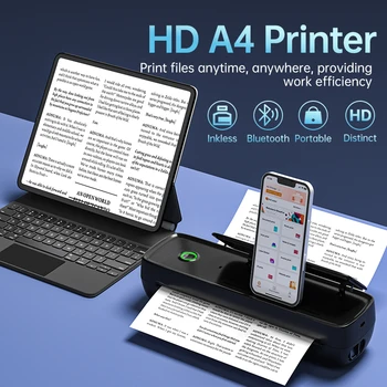 Inkless Portable A4 Thermal Printer Bluetooth PDF Excel Word Document Printing Machine Paper Roll For Office Work Home School