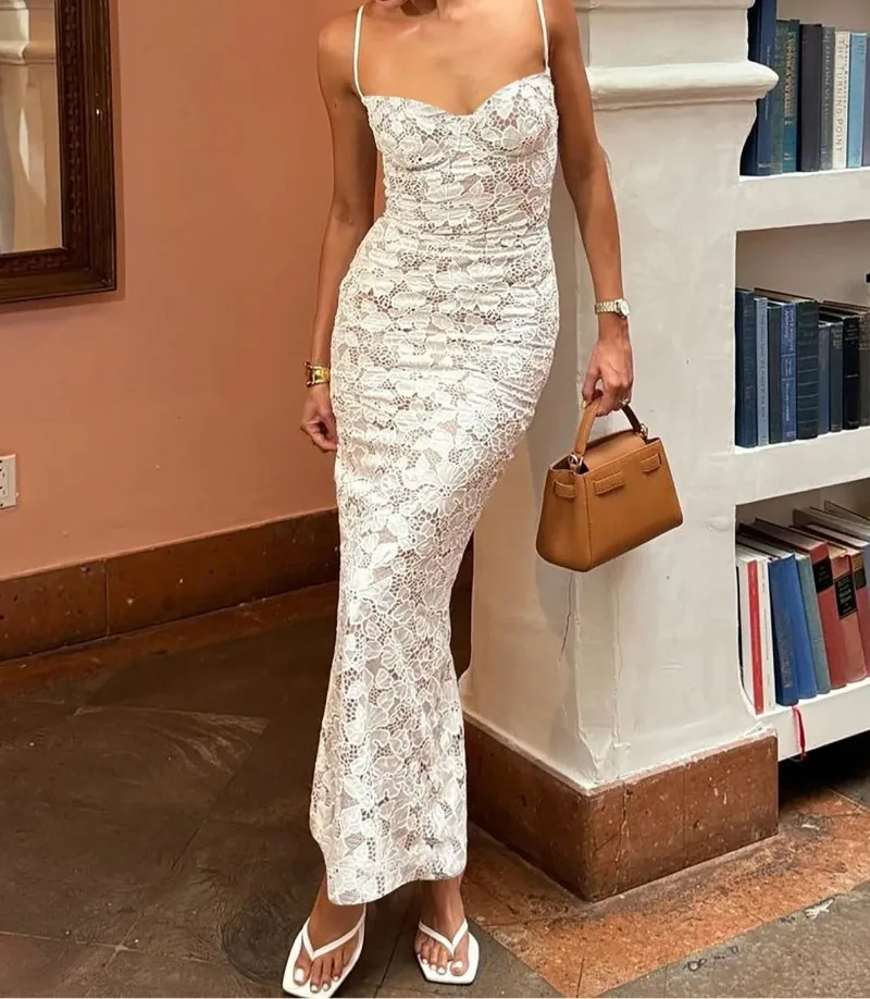 Flower Patterned Lace Slim Camisole Dresses for Women Summer Fashion Women's Sexy Backless Bodycon Dress French Party Maxi Dress
Flower Patterned Lace Slim Camisole Dresses for Women Summer Fashion Women's Sexy Backless Bodycon Dress French Party Maxi Dress