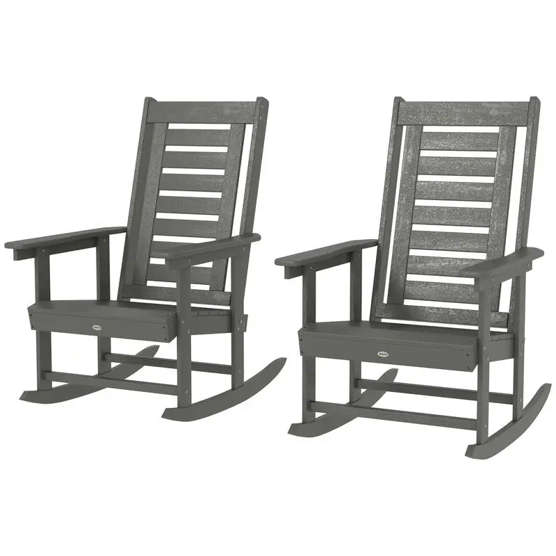 2 Pieces Outdoor Rocking Chairs, HDPE Patio Rockers with 28" High Back, Wide Armrests for Porch Backyard, Dark Gray
2 Pieces Outdoor Rocking Chairs, HDPE Patio Rockers with 28" High Back, Wide Armrests for Porch Backyard, Dark Gray