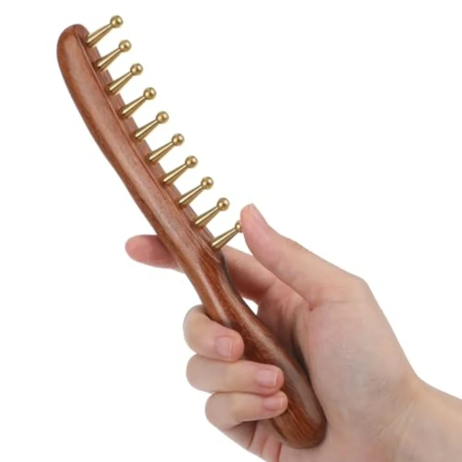 Massage Comb, Copper and Sandalwood Comb Wide Tooth Massage Meridian Acupuncture Gua Sha Tool for Hair Growth Scalp and Body Re
Massage Comb, Copper and Sandalwood Comb Wide Tooth Massage Meridian Acupuncture Gua Sha Tool for Hair Growth Scalp and Body Re