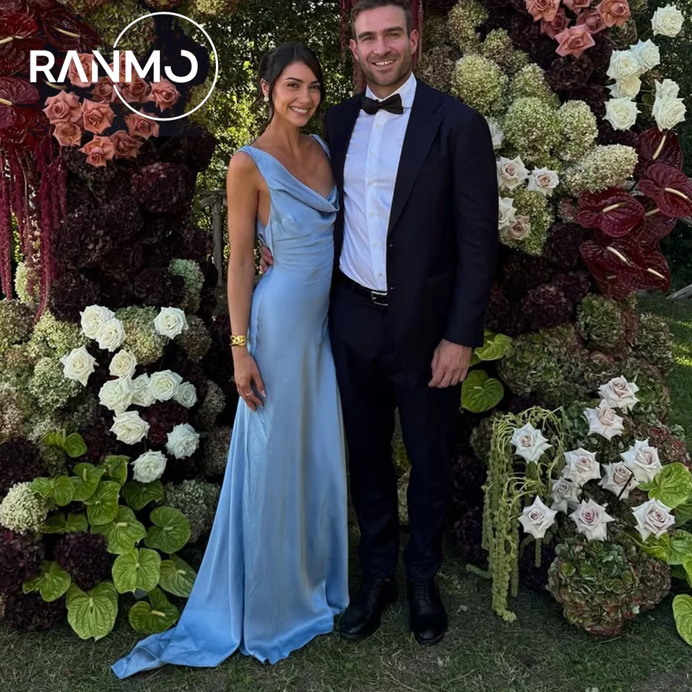 Ranmo Customized 2026 New Elegant Satin Swinging Collar Party Dress Blue Sexy Backless Sleeveless Pleat Long Evening Gowns
Ranmo Customized 2026 New Elegant Satin Swinging Collar Party Dress Blue Sexy Backless Sleeveless Pleat Long Evening Gowns