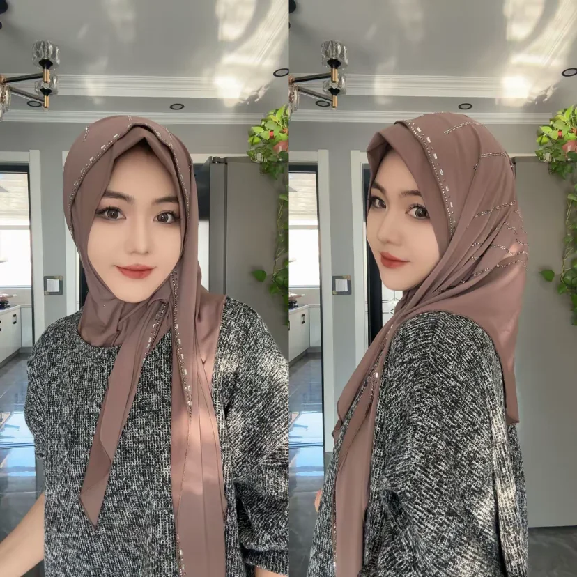 Мусульманские хиджабы с бриллиантами, шифоновая упаковка, ислам
Мусульманские хиджабы с бриллиантами, шифоновая упаковка, ислам