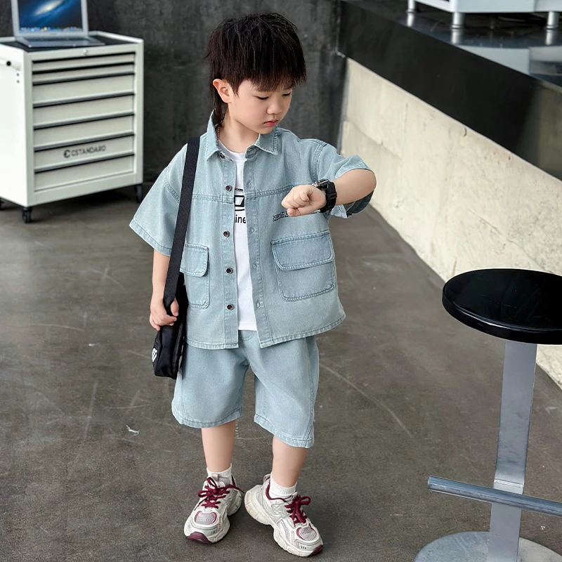 Boys Summer Lightweight Denim Set ort Sve irt Baby Trendy Cool Cotton orts Casual Sportswear Children's Clothing
Boys Summer Lightweight Denim Set ort Sve irt Baby Trendy Cool Cotton orts Casual Sportswear Children's Clothing