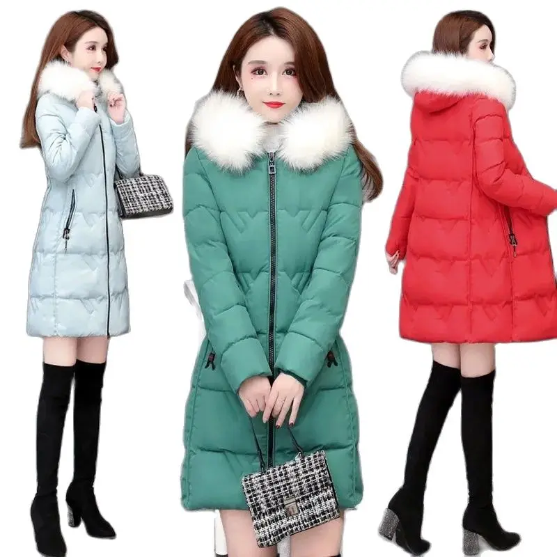 2022 New Winter Parkas Mid-Length Women Jacket Fur Collar Hooded Basic Coat Thicken Female Jacket Warm Cotton Padded Outerwear
2022 New Winter Parkas Mid-Length Women Jacket Fur Collar Hooded Basic Coat Thicken Female Jacket Warm Cotton Padded Outerwear