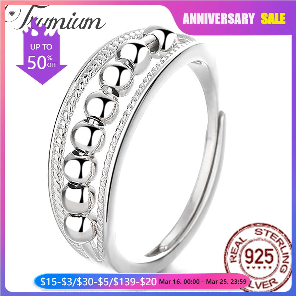Trumium 100% S925 Sterling Silver Anxiety Relief Bead Ball Rings for Women Fashion Opening Adjustable Rings Fine Jewelry Gift
Trumium 100% S925 Sterling Silver Anxiety Relief Bead Ball Rings for Women Fashion Opening Adjustable Rings Fine Jewelry Gift