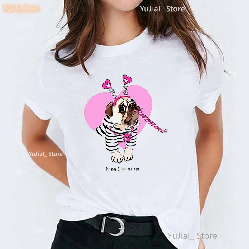 Kawaii Pug Love Dog Animal Print Tshirt Girls Everyday I Love You More T Shirt Women Harajuku Shirt Summer Fashion T-Shirt
Kawaii Pug Love Dog Animal Print Tshirt Girls Everyday I Love You More T Shirt Women Harajuku Shirt Summer Fashion T-Shirt