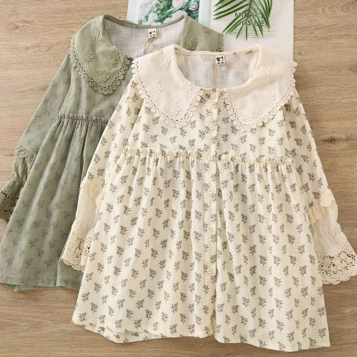 Mori kei cute clothes Japanese fashion sweet shirts women plus size tops 3/4 sleeves print beige green blouses doll blouses
Mori kei cute clothes Japanese fashion sweet shirts women plus size tops 3/4 sleeves print beige green blouses doll blouses