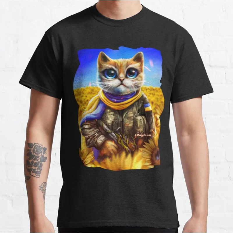 Ukrainian Cat Soldierin the sunflowers field Ukraine art Short-sleeve crewneck T-shirt for men Large size Adult Tops S-6xl
Ukrainian Cat Soldierin the sunflowers field Ukraine art Short-sleeve crewneck T-shirt for men Large size Adult Tops S-6xl
