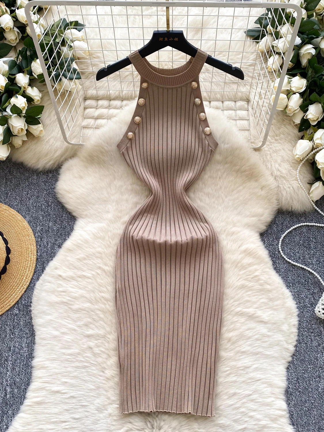 Foamlina Girl's Daily Street Sleeveless Vest Knitted Dress Women's Summer Slim Tight Bodycon Chic Beautiful Long Knit Dress
Foamlina Girl's Daily Street Sleeveless Vest Knitted Dress Women's Summer Slim Tight Bodycon Chic Beautiful Long Knit Dress