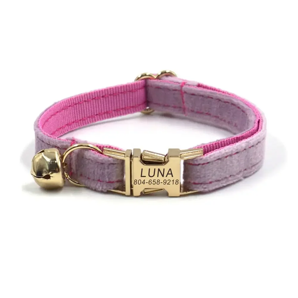 Personalized Cat Collar with Free Engraving, Matching Pet Leash,Customzied Contacts Metal Buckle, Pink Thick Velvet Pet Collar
Personalized Cat Collar with Free Engraving, Matching Pet Leash,Customzied Contacts Metal Buckle, Pink Thick Velvet Pet Collar
