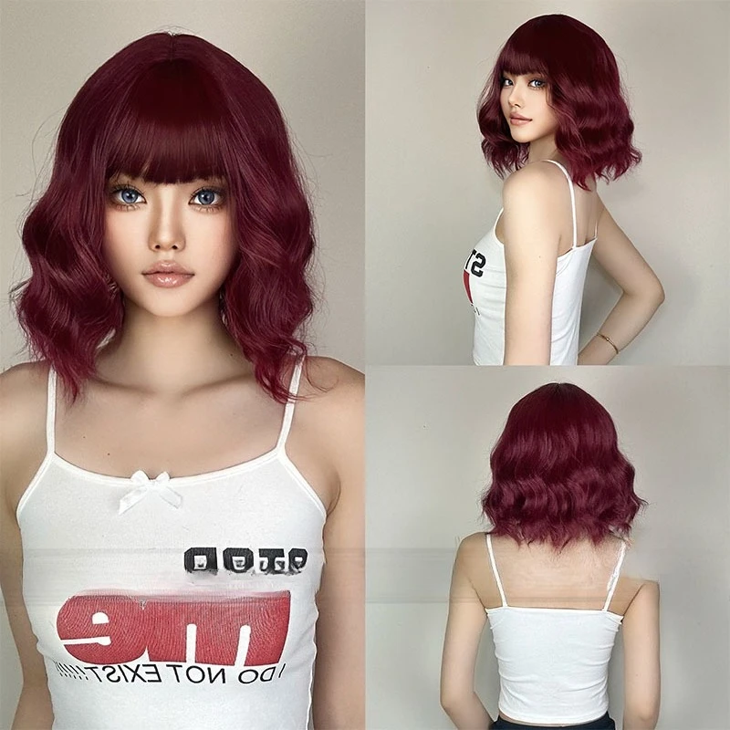 Wig Women's Fashion Burgundy Qi Bangs Short Curly Hair JK Haraan Lolita Natural Realistic Full Head Wig
Wig Women's Fashion Burgundy Qi Bangs Short Curly Hair JK Haraan Lolita Natural Realistic Full Head Wig